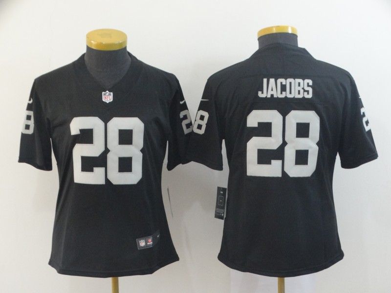 Las Vegas Raiders #28 JACOBS Black Women NFL Jersey Las Vegas Raiders #28 JACOBS Black Women NFL Jersey