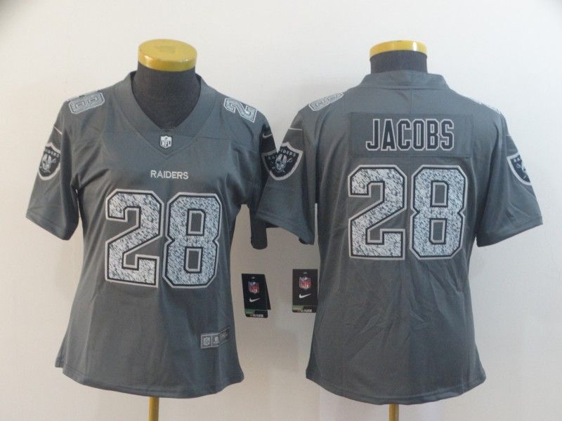 Las Vegas Raiders #28 JACOBS Grey Fashion Women NFL Jersey Las Vegas Raiders #28 JACOBS Grey Fashion Women NFL Jersey