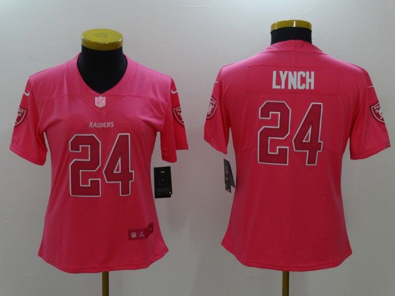 Las Vegas Raiders #24 LYNCH Pink Fashion Women NFL Jersey Las Vegas Raiders #24 LYNCH Pink Fashion Women NFL Jersey