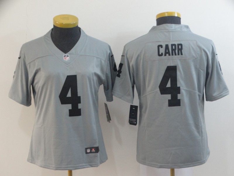 Las Vegas Raiders #4 CARR Grey Inverted Legend Women NFL Jersey Las Vegas Raiders #4 CARR Grey Inverted Legend Women NFL Jersey