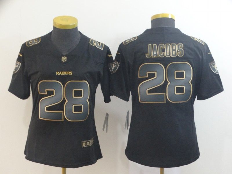 Las Vegas Raiders #28 JACOBS Black Gold Vapor Limited Women NFL Jersey Las Vegas Raiders #28 JACOBS Black Gold Vapor Limited Women NFL Jersey