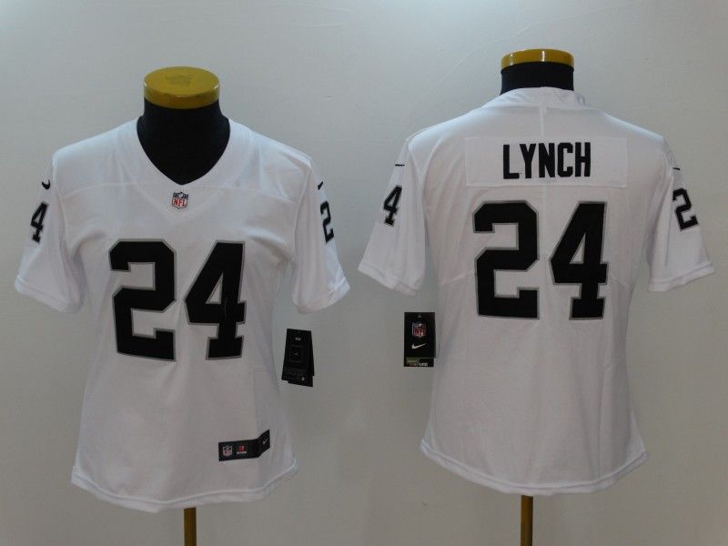Las Vegas Raiders #24 LYNCH White Women NFL Jersey Las Vegas Raiders #24 LYNCH White Women NFL Jersey