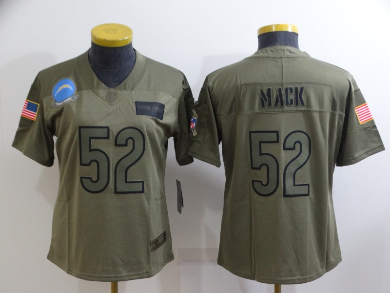 Los Angeles Chargers #52 MACK Olive Salute To Service Women NFL Jersey Los Angeles Chargers #52 MACK Olive Salute To Service Women NFL Jersey