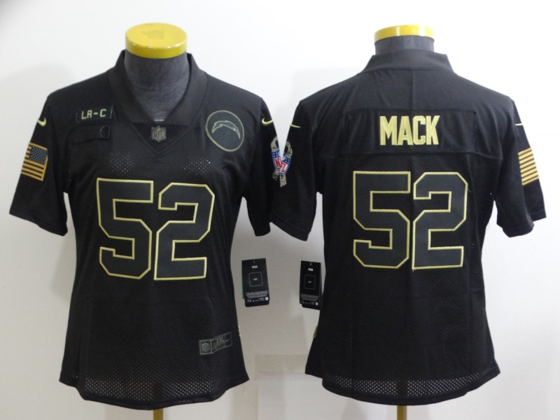 Los Angeles Chargers Black Gold #52 MACK Salute To Service Women NFL Jersey Los Angeles Chargers Black Gold #52 MACK Salute To Service Women NFL Jersey