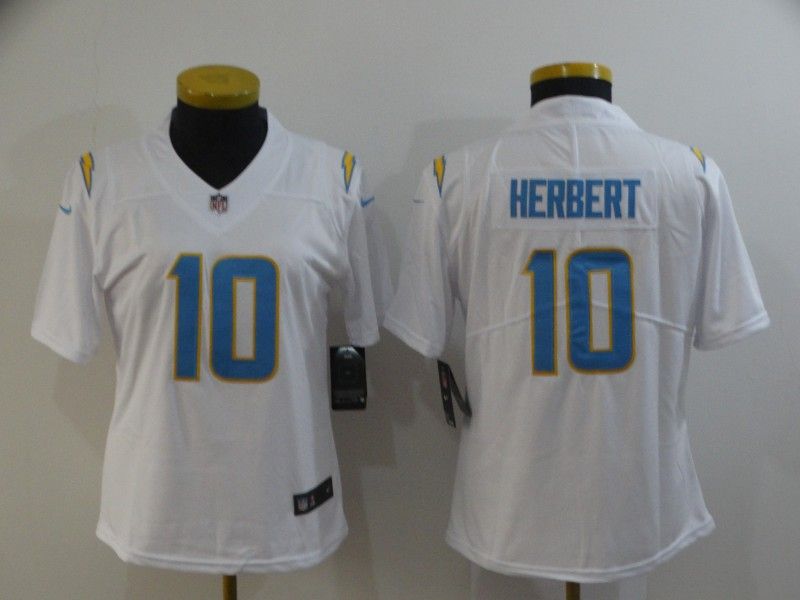 Los Angeles Chargers #10 HERBERT White Women NFL Jersey Los Angeles Chargers #10 HERBERT White Women NFL Jersey