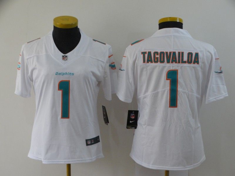 Miami Dolphins #1 TAGOVAILOA White Women NFL Jersey Miami Dolphins #1 TAGOVAILOA White Women NFL Jersey