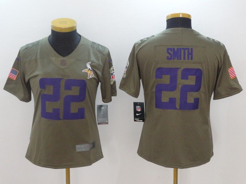 Minnesota Vikings #22 SMITH Olive Salute To Service Women NFL Jersey Minnesota Vikings #22 SMITH Olive Salute To Service Women NFL Jersey