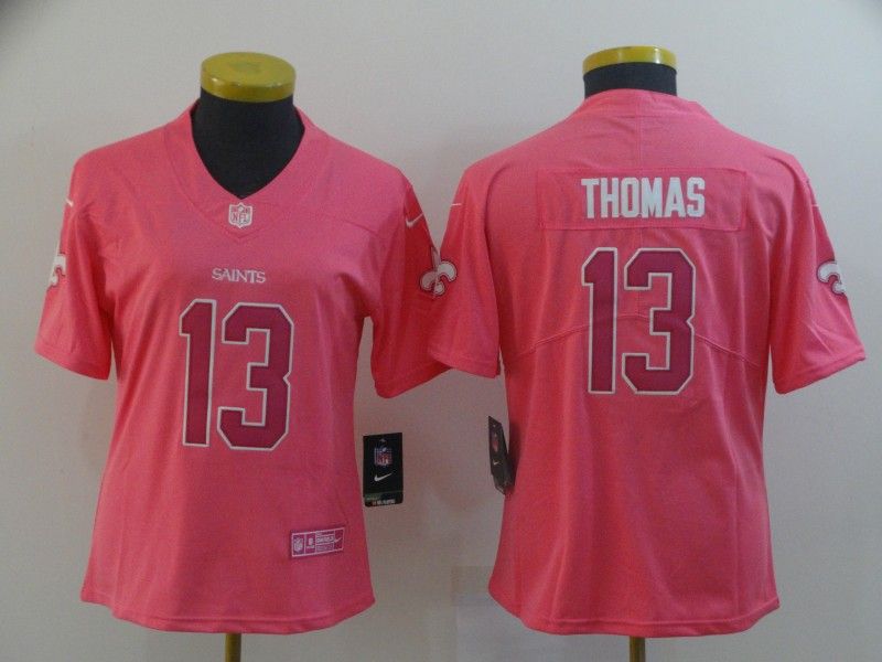 New Orleans Saints #13 THOMAS Pink Fashion Women NFL Jersey New Orleans Saints #13 THOMAS Pink Fashion Women NFL Jersey