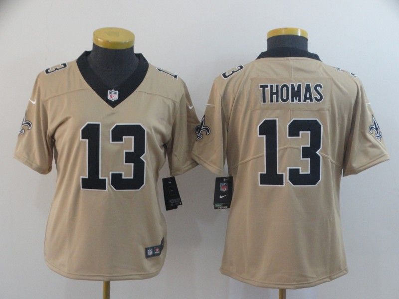 New Orleans Saints #13 THOMAS Tan Inverted Legend Women NFL Jersey New Orleans Saints #13 THOMAS Tan Inverted Legend Women NFL Jersey