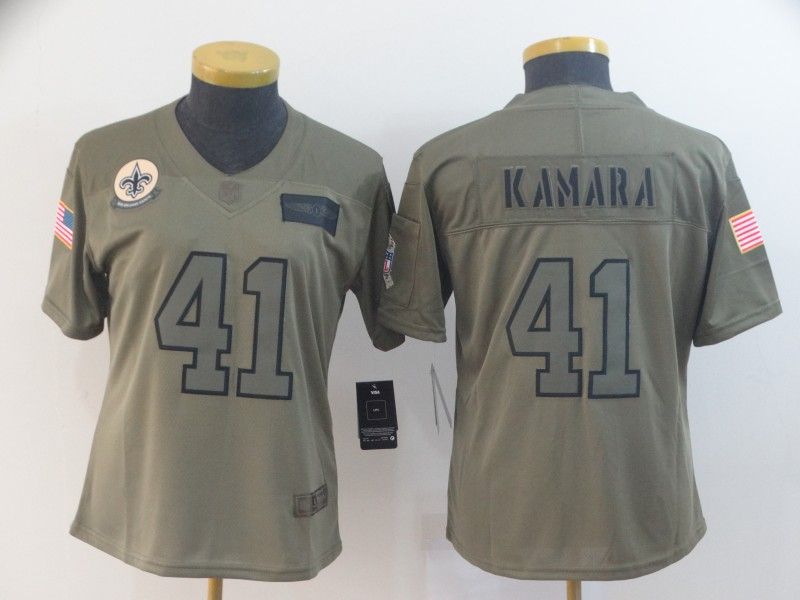 New Orleans Saints #41 KAMARA Olive Salute To Service Women NFL Jersey New Orleans Saints #41 KAMARA Olive Salute To Service Women NFL Jersey