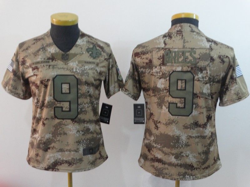 New Orleans Saints #9 BREES Olive Salute To Service Women NFL Jersey New Orleans Saints #9 BREES Olive Salute To Service Women NFL Jersey