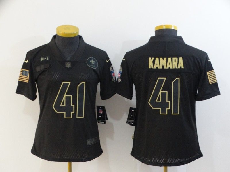 New Orleans Saints #41 KAMARA Black Gold Salute To Service Women NFL Jersey New Orleans Saints #41 KAMARA Black Gold Salute To Service Women NFL Jersey