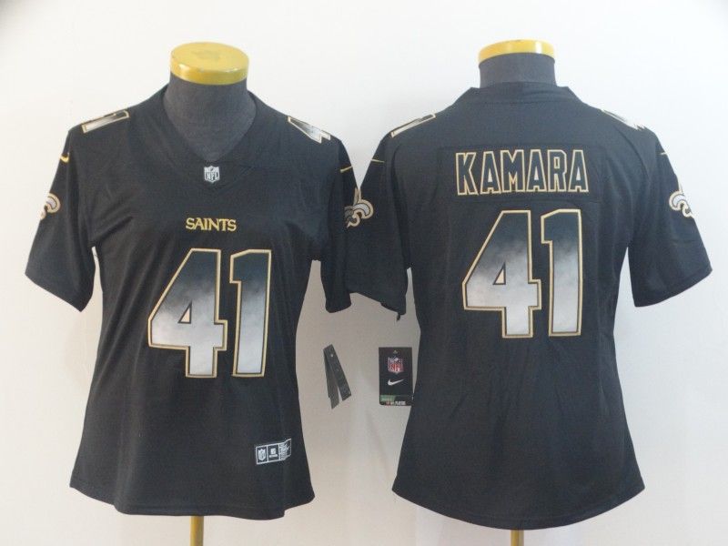 New Orleans Saints #41 KAMARA Black Smoke Fashion Women NFL Jersey New Orleans Saints #41 KAMARA Black Smoke Fashion Women NFL Jersey