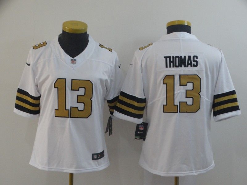 New Orleans Saints #13 THOMAS White Women NFL Jersey New Orleans Saints #13 THOMAS White Women NFL Jersey