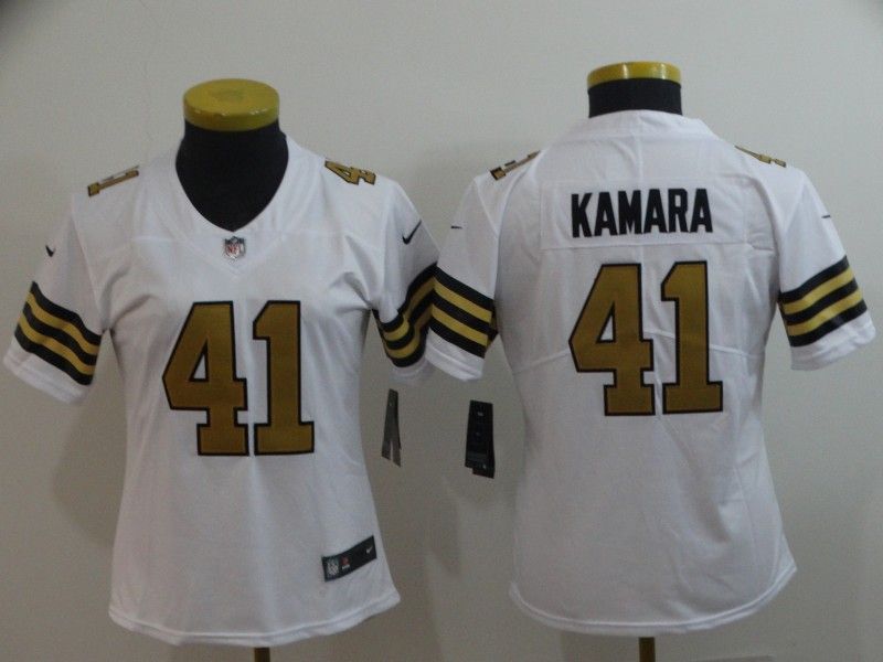 New Orleans Saints #41 KAMARA White Women NFL Jersey New Orleans Saints #41 KAMARA White Women NFL Jersey