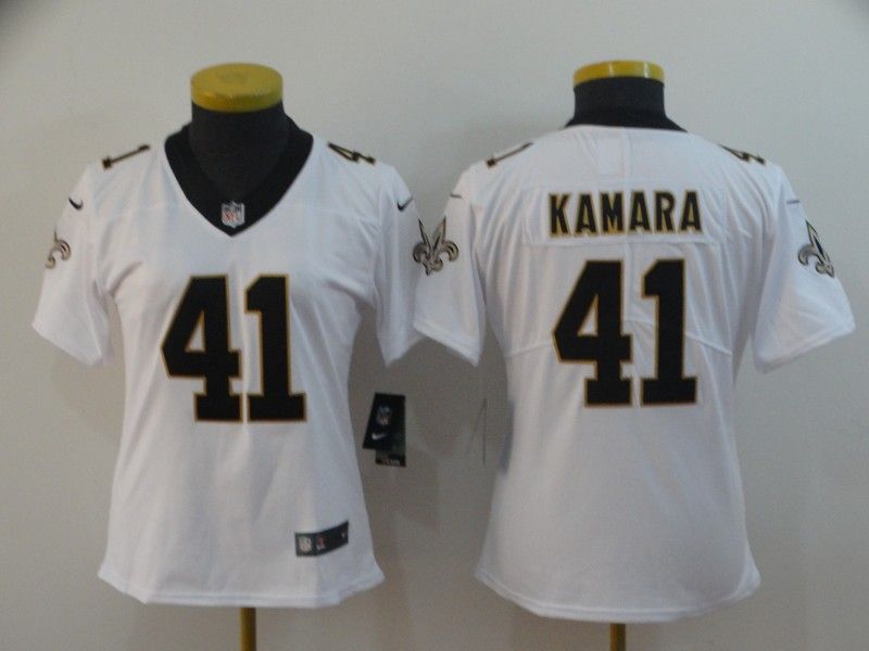 New Orleans Saints #41 KAMARA White Women NFL Jersey 02 New Orleans Saints #41 KAMARA White Women NFL Jersey 02