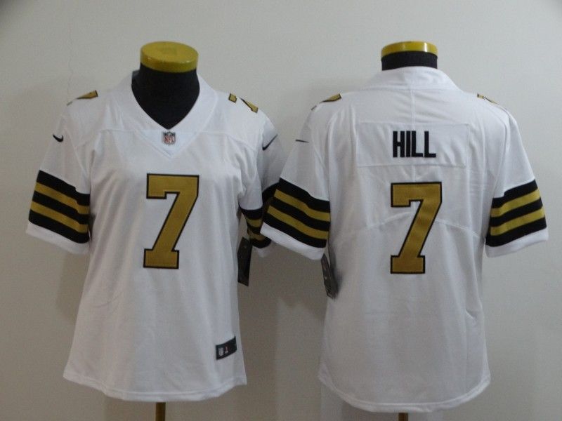New Orleans Saints #7 HILL White Women NFL Jersey New Orleans Saints #7 HILL White Women NFL Jersey