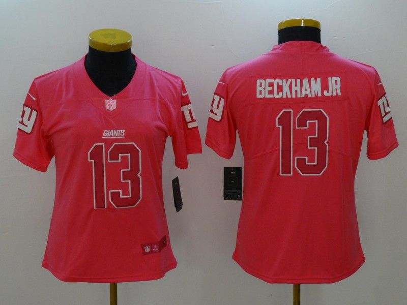 New York Giants #13 BECKHAM JR Pink Fashion Women NFL Jersey New York Giants #13 BECKHAM JR Pink Fashion Women NFL Jersey