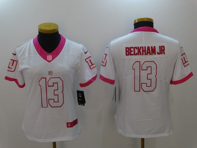 New York Giants #13 BECKHAM JR White Fashion Women NFL Jersey New York Giants #13 BECKHAM JR White Fashion Women NFL Jersey