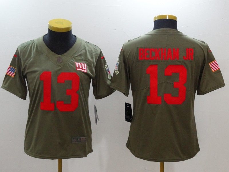 New York Giants #13 BECKHAM JR Olive Salute To Service Women NFL Jersey New York Giants #13 BECKHAM JR Olive Salute To Service Women NFL Jersey
