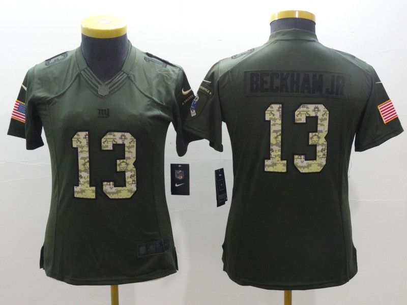 New York Giants #13 BECKHAM JR Olive Salute To Service Women NFL Jersey 03 New York Giants #13 BECKHAM JR Olive Salute To Service Women NFL Jersey 03