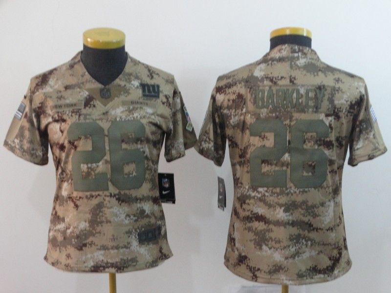 New York Giants #26 BARKLEY Olive Salute To Service Women NFL Jersey 02 New York Giants #26 BARKLEY Olive Salute To Service Women NFL Jersey 02