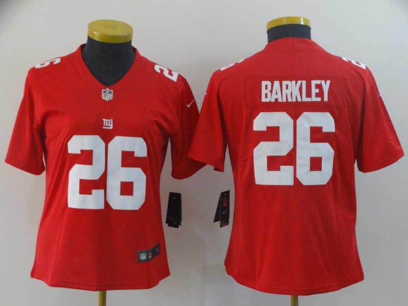 New York Giants #26 BARKLEY Red Women NFL Jersey New York Giants #26 BARKLEY Red Women NFL Jersey