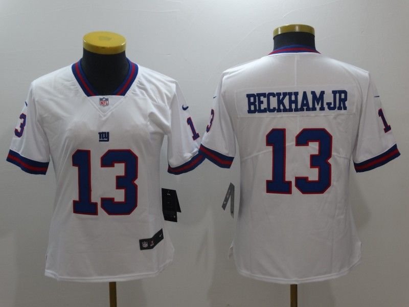 New York Giants #13 BECKHAM JR White Women NFL Jersey 02 New York Giants #13 BECKHAM JR White Women NFL Jersey 02