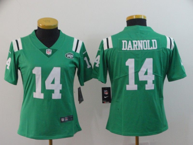 New York Jets #14 DARNOLD Green Women NFL Jersey 02 New York Jets #14 DARNOLD Green Women NFL Jersey 02