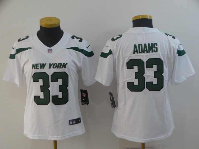 New York Jets #33 ADAMS White Women NFL Jersey New York Jets #33 ADAMS White Women NFL Jersey