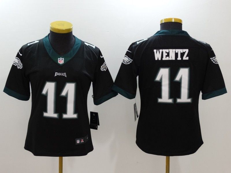 Philadelphia Eagles #11 WENTZ Black Women NFL Jersey Philadelphia Eagles #11 WENTZ Black Women NFL Jersey