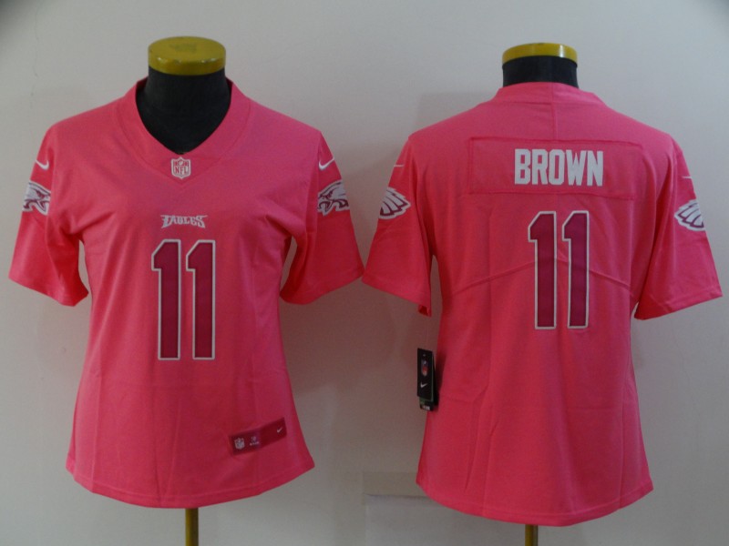 Philadelphia Eagles Pink #11 BROWN Smoke Fashion Women NFL Jersey Philadelphia Eagles Pink #11 BROWN Smoke Fashion Women NFL Jersey