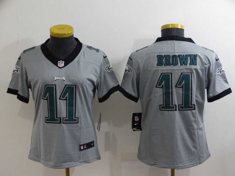 Philadelphia Eagles Grey #11 BROWN Inverted Legend Women NFL Jersey Philadelphia Eagles Grey #11 BROWN Inverted Legend Women NFL Jersey