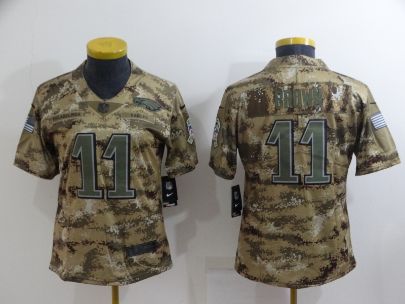 Philadelphia Eagles #11 BROWN Olive Salute To Service Women NFL Jersey Philadelphia Eagles #11 BROWN Olive Salute To Service Women NFL Jersey