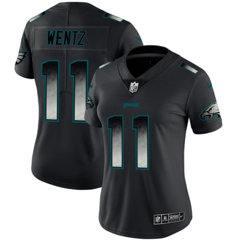 Philadelphia Eagles #11 WENTZ Black Smoke Fashion Women NFL Jersey Philadelphia Eagles #11 WENTZ Black Smoke Fashion Women NFL Jersey