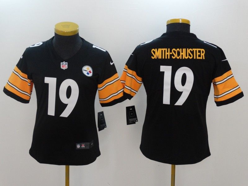 Pittsburgh Steelers #19 SMITH-SCHUSTER Black Women NFL Jersey 02 Pittsburgh Steelers #19 SMITH-SCHUSTER Black Women NFL Jersey 02