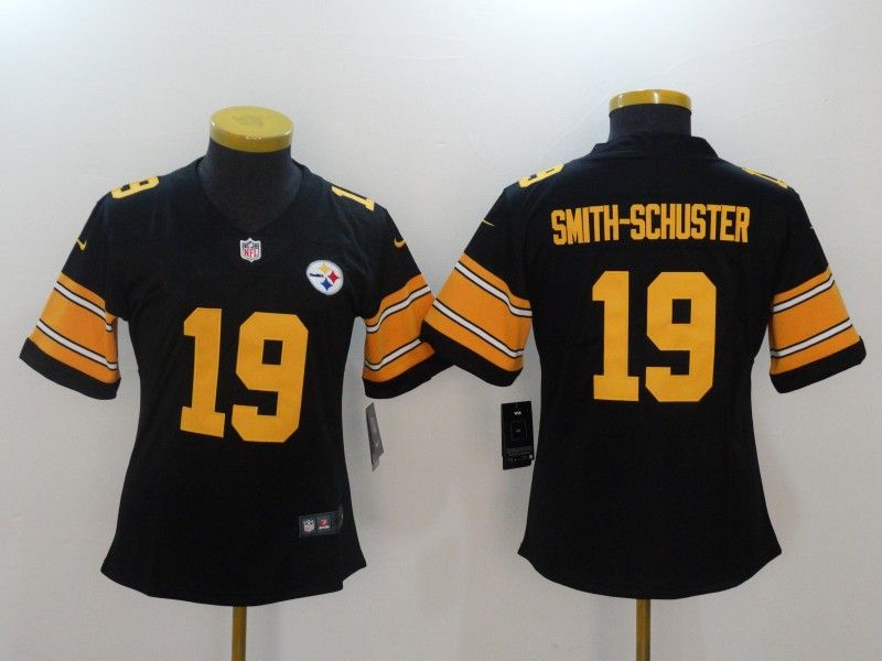 Pittsburgh Steelers #19 SMITH-SCHUSTER Black Women NFL Jersey 03 Pittsburgh Steelers #19 SMITH-SCHUSTER Black Women NFL Jersey 03