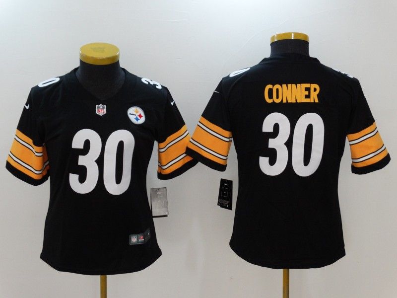Pittsburgh Steelers #30 CONNER Black Women NFL Jersey 02 Pittsburgh Steelers #30 CONNER Black Women NFL Jersey 02