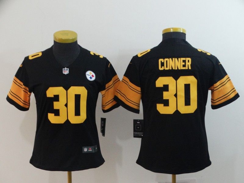 Pittsburgh Steelers #30 CONNER Black Women NFL Jersey 03 Pittsburgh Steelers #30 CONNER Black Women NFL Jersey 03