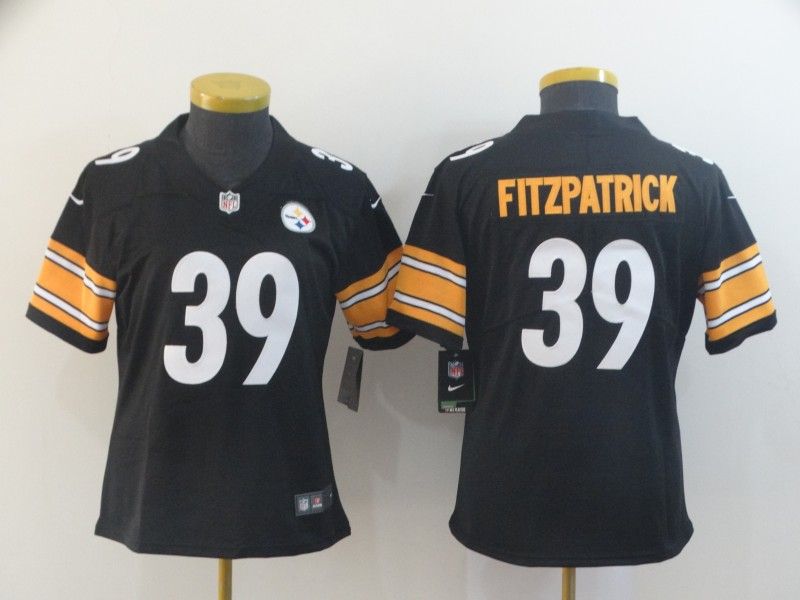 Pittsburgh Steelers #39 FITZPATRICK Black Women NFL Jersey 02 Pittsburgh Steelers #39 FITZPATRICK Black Women NFL Jersey 02