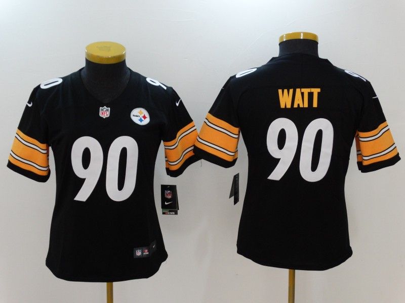 Pittsburgh Steelers #90 WATT Black Women NFL Jersey 02 Pittsburgh Steelers #90 WATT Black Women NFL Jersey 02