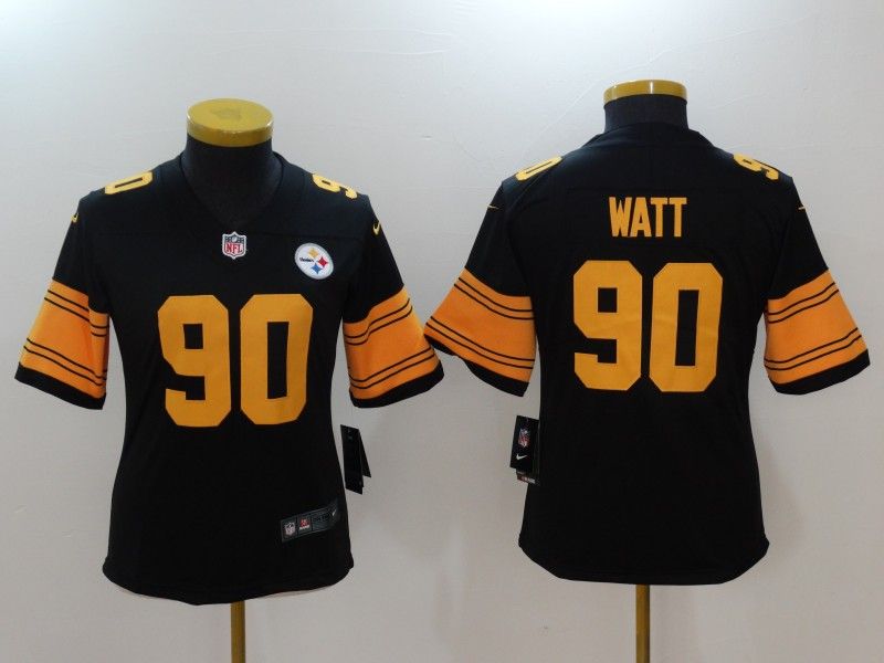 Pittsburgh Steelers #90 WATT Black Women NFL Jersey 03 Pittsburgh Steelers #90 WATT Black Women NFL Jersey 03