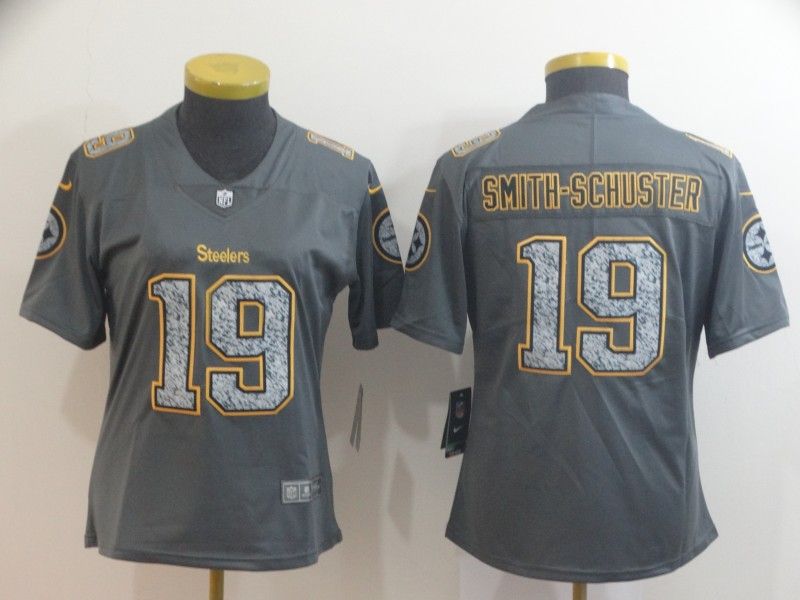 Pittsburgh Steelers #19 SMITH-SCHUSTER Grey Fashion Women NFL Jersey Pittsburgh Steelers #19 SMITH-SCHUSTER Grey Fashion Women NFL Jersey