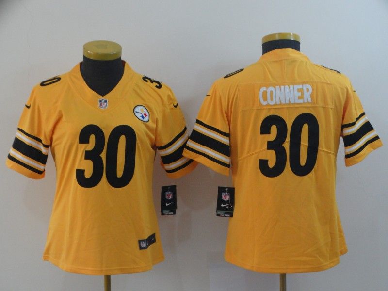 Pittsburgh Steelers #30 CONNER Yellow Inverted Legend Women NFL Jersey Pittsburgh Steelers #30 CONNER Yellow Inverted Legend Women NFL Jersey