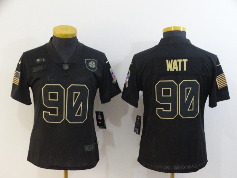Pittsburgh Steelers #90 WATT Black Gold Salute To Service Women NFL Jersey Pittsburgh Steelers #90 WATT Black Gold Salute To Service Women NFL Jersey