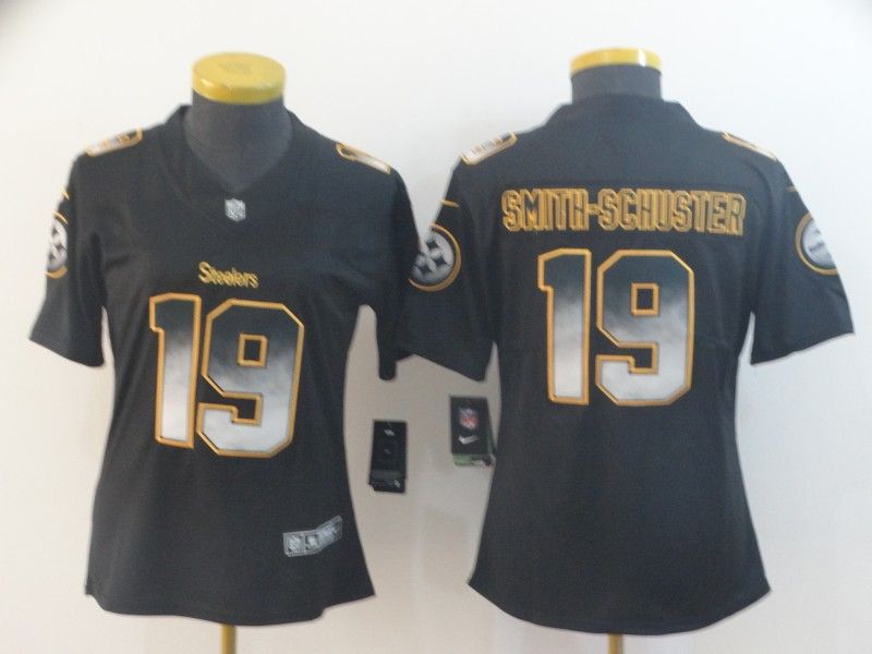 Pittsburgh Steelers #19 SMITH-SCHUSTER Black Smoke Fashion Women NFL Jersey Pittsburgh Steelers #19 SMITH-SCHUSTER Black Smoke Fashion Women NFL Jersey