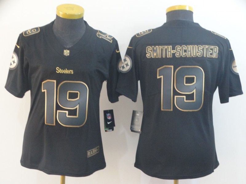Pittsburgh Steelers #19 SMITH-SCHUSTER Black Gold Vapor Limited Women NFL Jersey Pittsburgh Steelers #19 SMITH-SCHUSTER Black Gold Vapor Limited Women NFL Jersey
