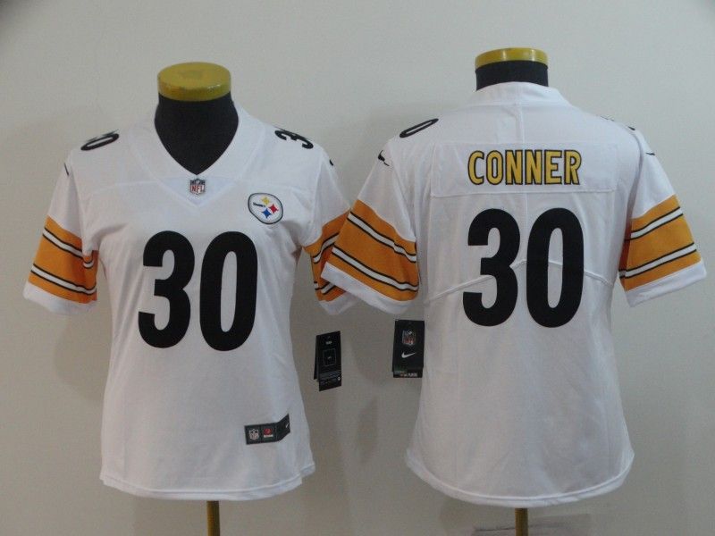 Pittsburgh Steelers #30 CONNER White Women NFL Jersey Pittsburgh Steelers #30 CONNER White Women NFL Jersey