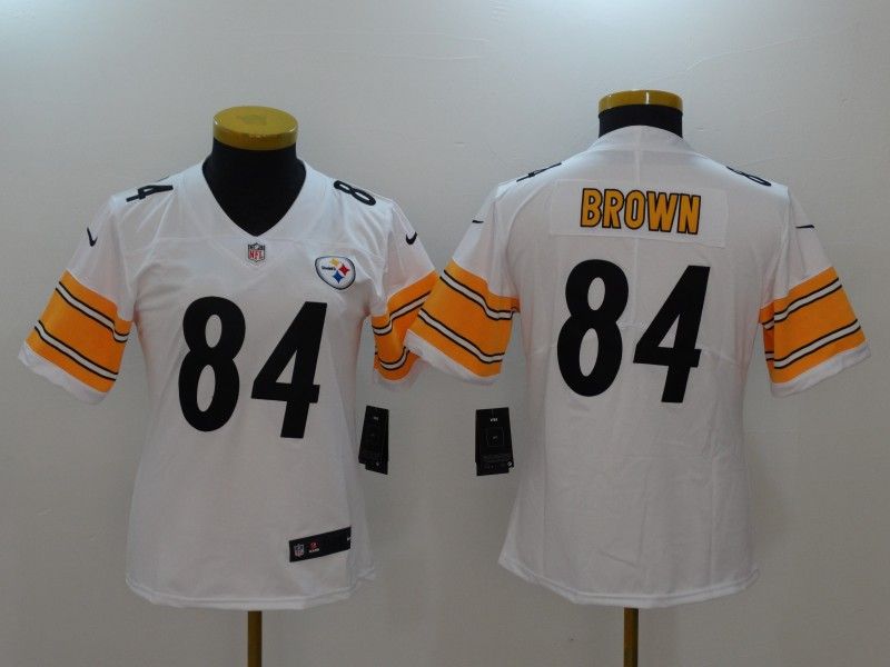 Pittsburgh Steelers #84 BROWN White Women NFL Jersey Pittsburgh Steelers #84 BROWN White Women NFL Jersey
