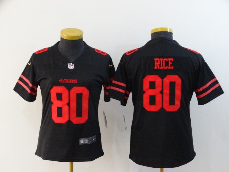San Francisco 49ers #80 RICE Black Women NFL Jersey San Francisco 49ers #80 RICE Black Women NFL Jersey